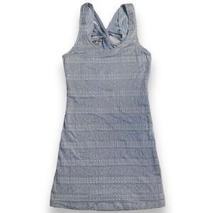 Free People Strappy Twist Back Dress Womens XS Bodycon Textured Stretch Grey